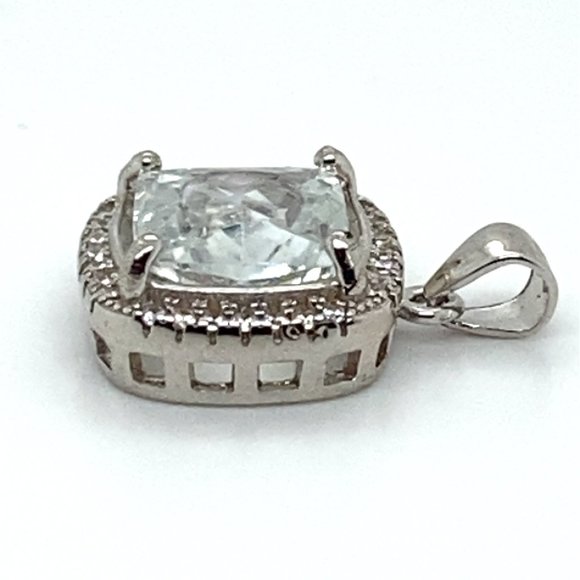 Aquamarine 1.80ct White Gold Finish Solid 925 Sterling Silver Pendant - Picture 4 of 7
